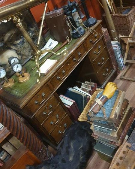 Period desk green top