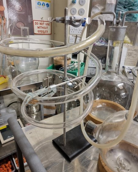 spiral glass on stand