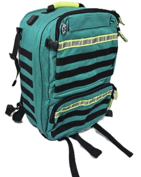 Green Paramedic Bag Dressed With Ambu Bag + Stethoscope 