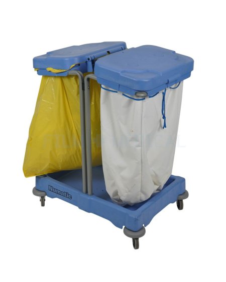 Blue Double Bin Janitors Trolley 