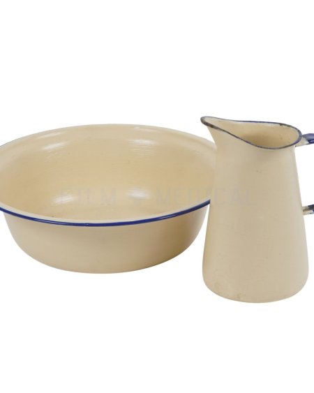 Enamel Cream Painted Jug & Bowl Set