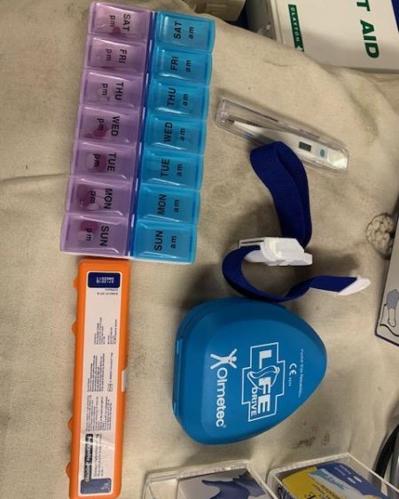 Thermometer,tourniquet,mask case,epipen