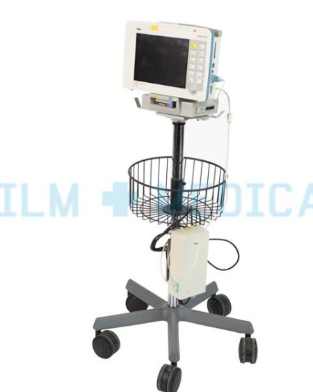 Heart Monitor on Stand With Simulator Blood Pressure Cuff, Electrodes x2 ECG Leads