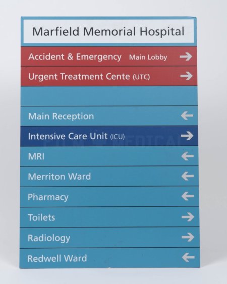 Hospital Sign Accident & Emergency Main Lobby 