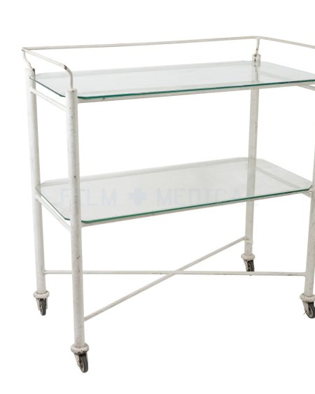 Large Period Cream Trolley 2 Glass shelves 