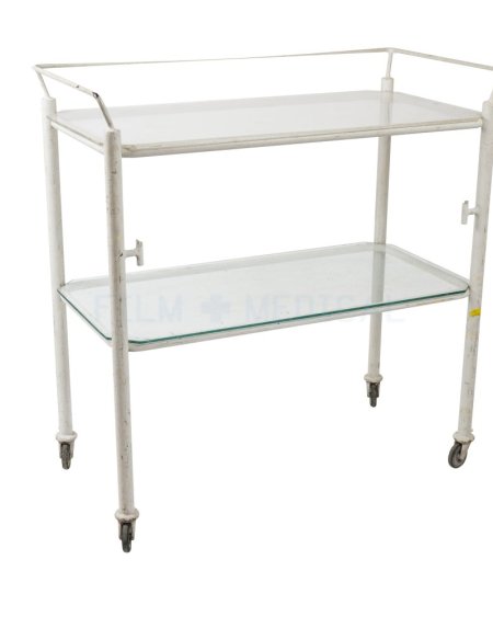 Period Cream Rectangular Trolley, 2 Glass Shelves 