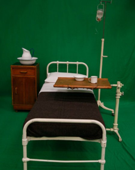 Period Bed with White Metal Frame Example Only