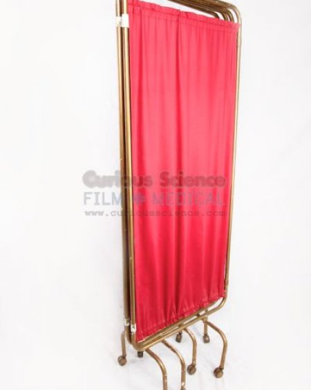 Hospital screen with red fabric
