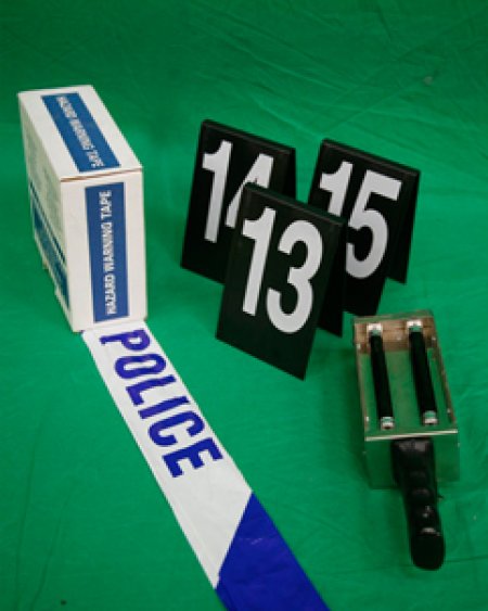 Police Tape and Scene of Crime Markers