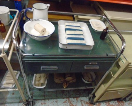 Green period trolley with glass not contents
