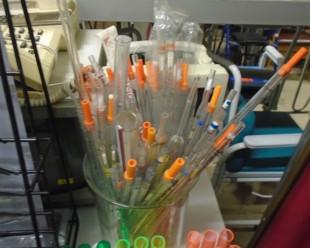 Large beaker dressed with stirrer and thermometer  