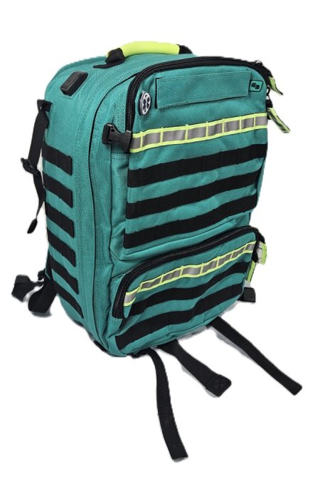 Green Paramedic Bag Dressed With Ambu Bag + Stethoscope 