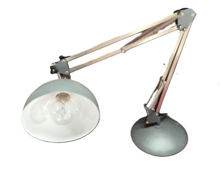 Angle Poise Light Silver On Base With Bulb