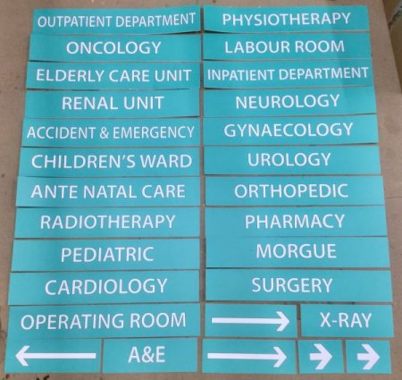 Hospital signs Priced individually 
